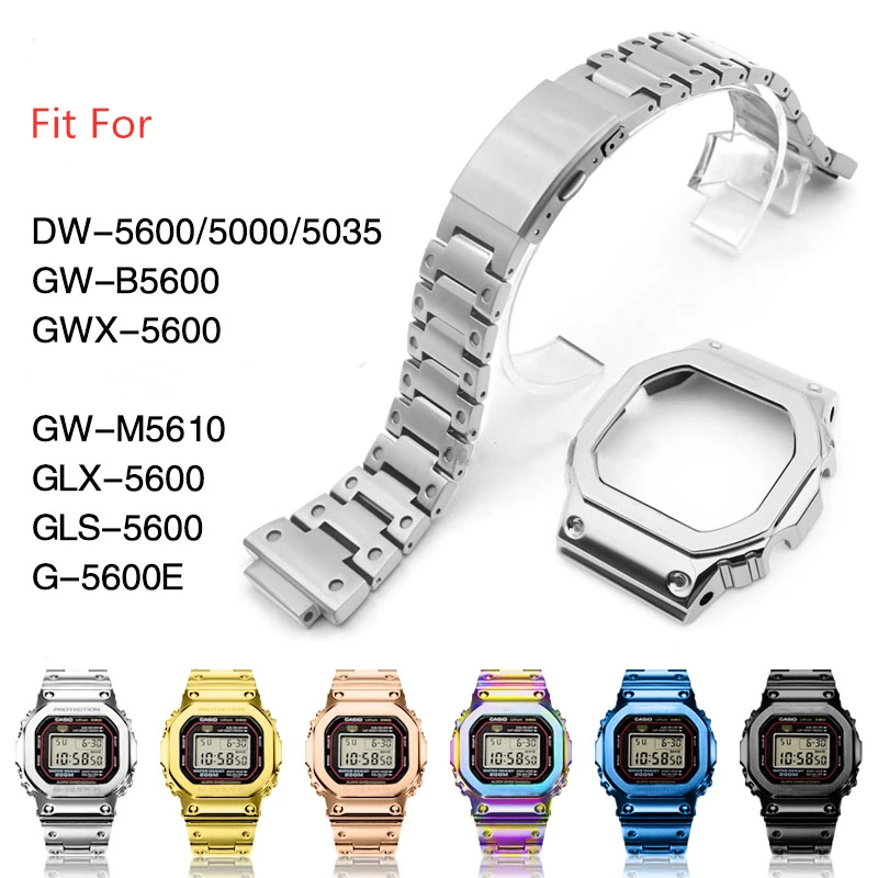 Ремешок из нержавеющей стали для наручных часов браслет с заклепками DW5600 GMW5610 GW5000