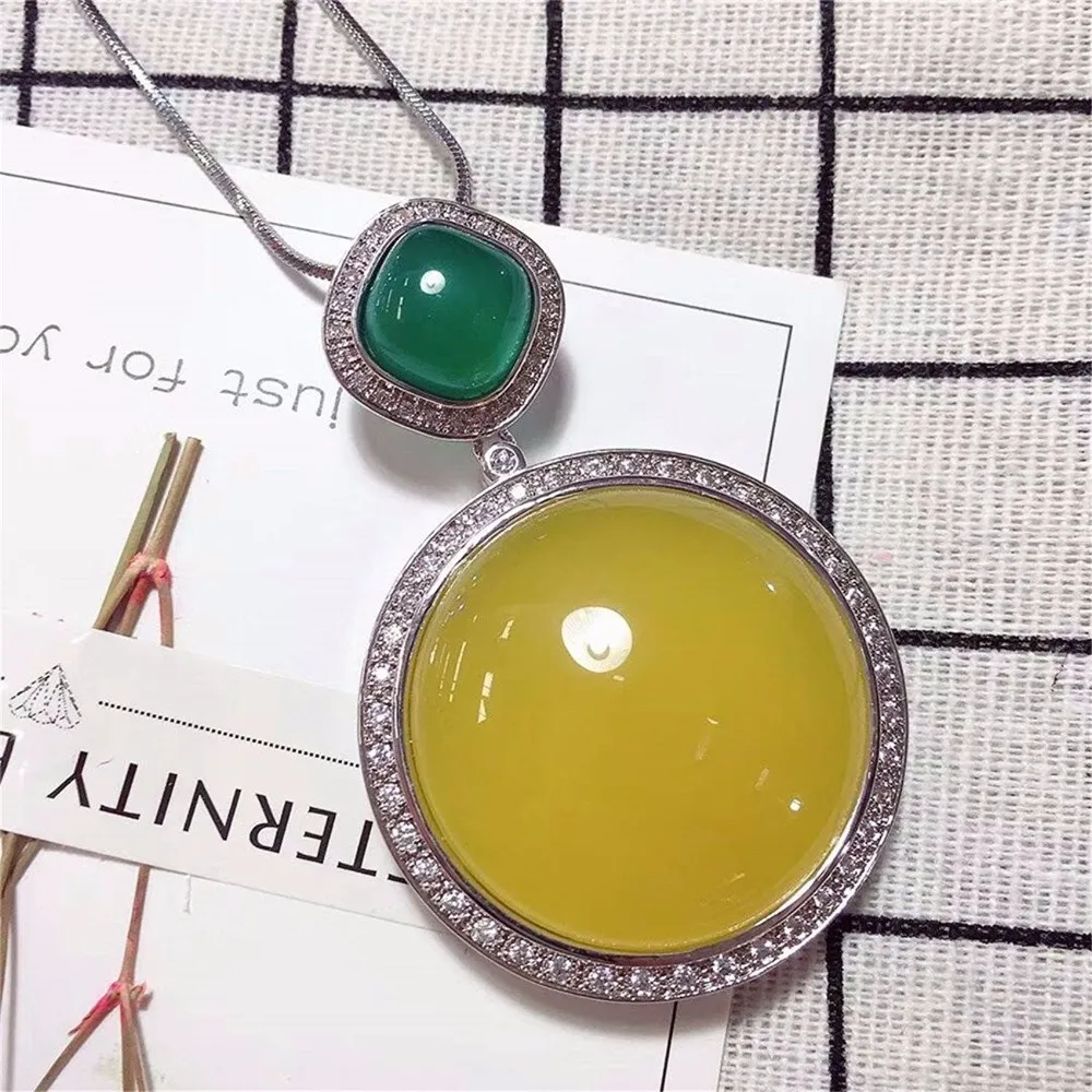 LETSFUN изящные украшения цвет зеленый серебро пробы ожерелье с поверхностью яйца