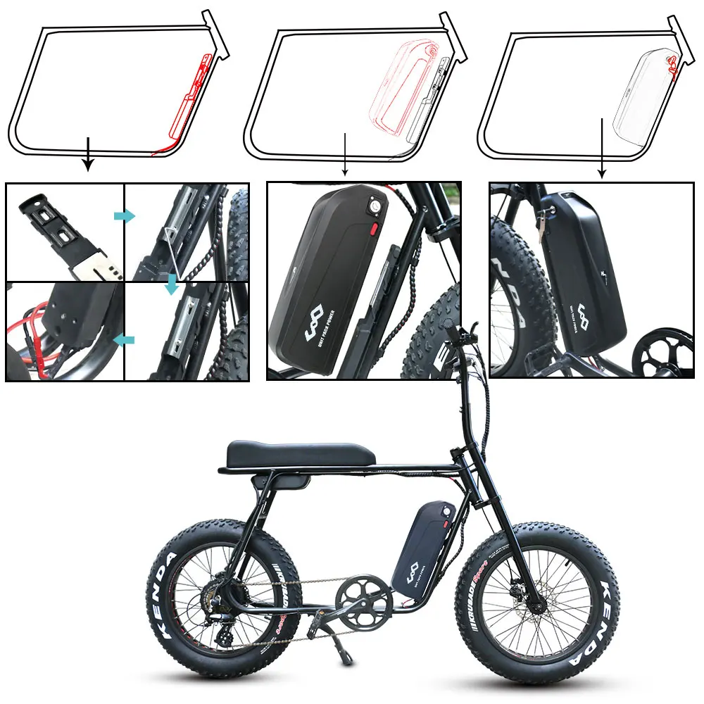 

Newest big capacity 10S8P 13S6P Hailong down tube 36V 48v 21ah ebike battery with charger