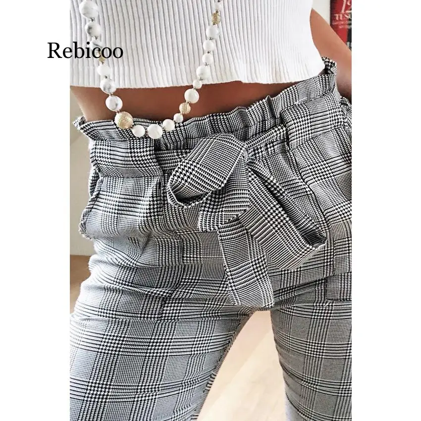 

2020 new fashion women England plaid pants ladies casual trousers summer bottoms