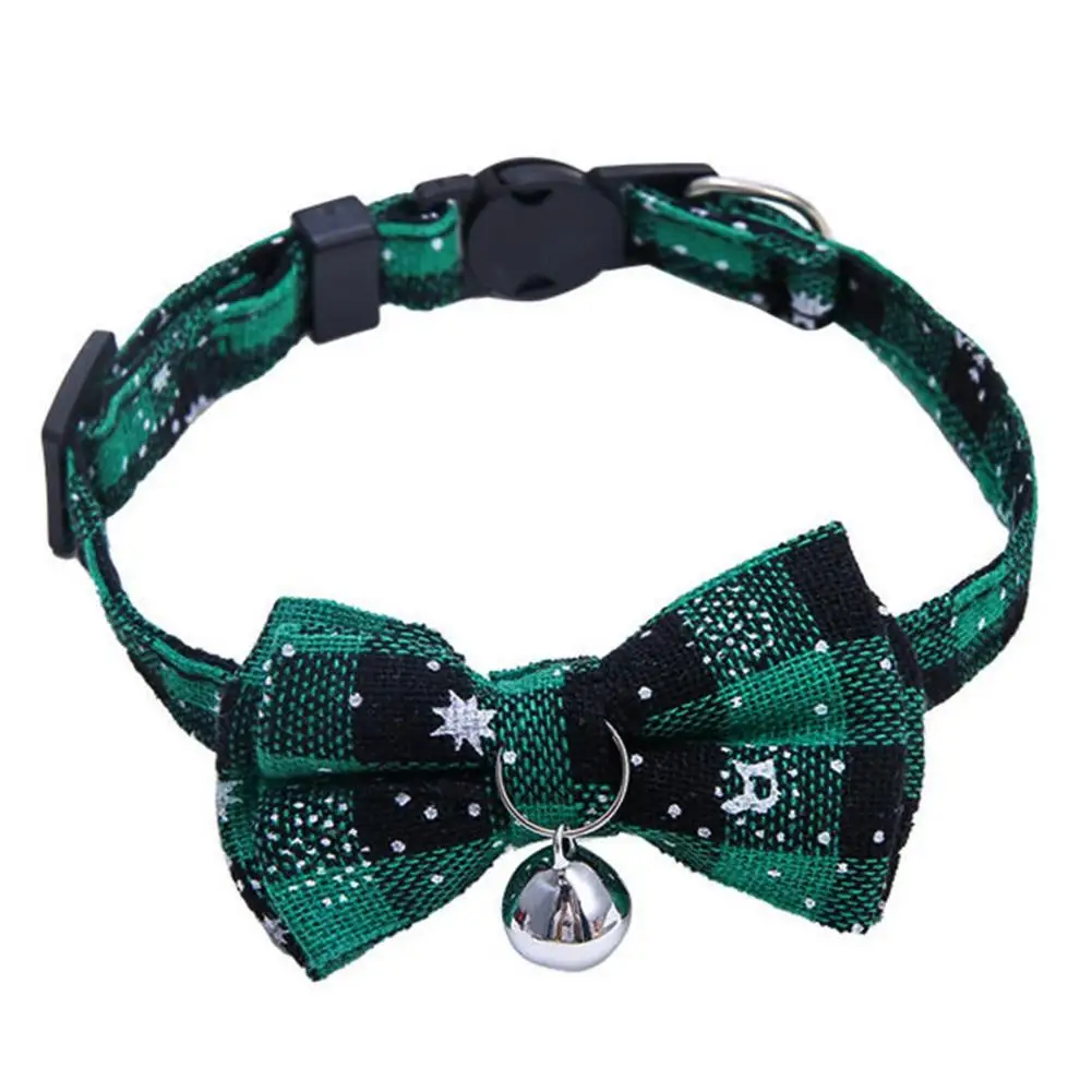 

Dog Collar With Bow Tie Christmas Classic Plaid Dog Collar With Light Adjustable Buckle Pet Collars For Small Medium Large Dog