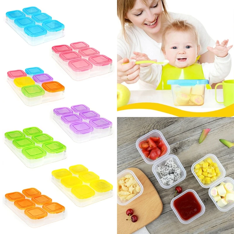 

Portable Small Storage Box Supplement Snack Organizer Children Baby Food Container Refrigerator Freezing Cubes with Tray