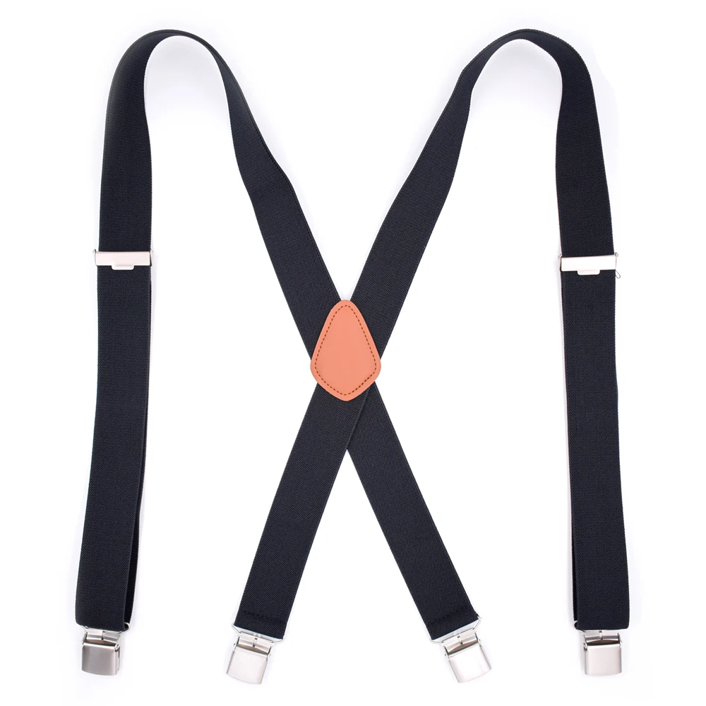 Черные сверхпрочные подтяжки для мужчин регулируемые эластичные на X Back Tirantes