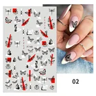 3D наклейки для ногтей, 1 шт., черно-белые бабочки, переводные наклейки для ногтей, декоративные наклейки для ногтей сделай сам, для маникюра