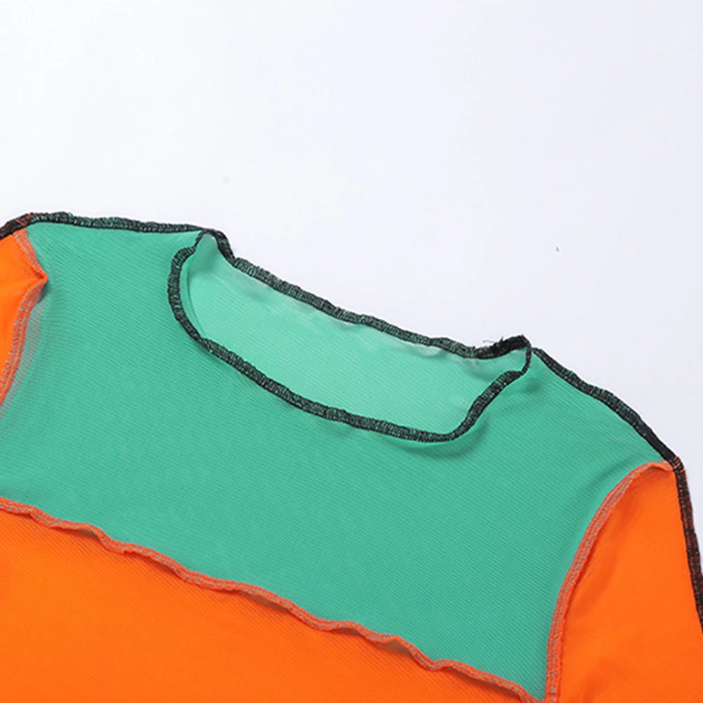 Пикантные облегающие прозрачные футболки модный сетчатый Топ для женщин