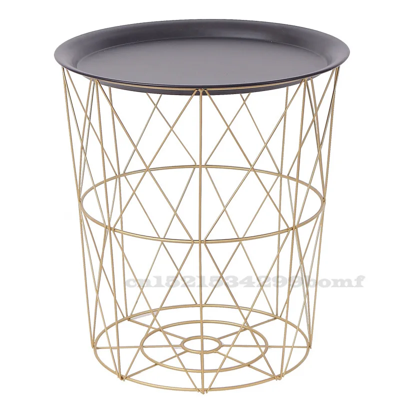 Модные скандинавские журнальные столики Золотая железная корзина для белья с