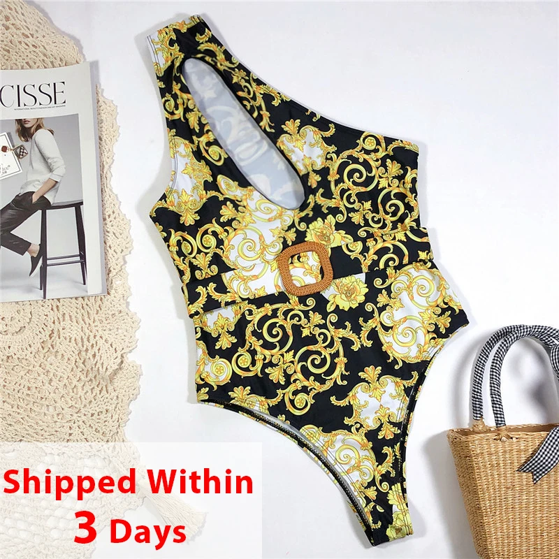 

Mossha Hollow out bathing suit women Bodysuits one-piece swimsuit female One shoulder monokini Belt swimwear women bikini 2020