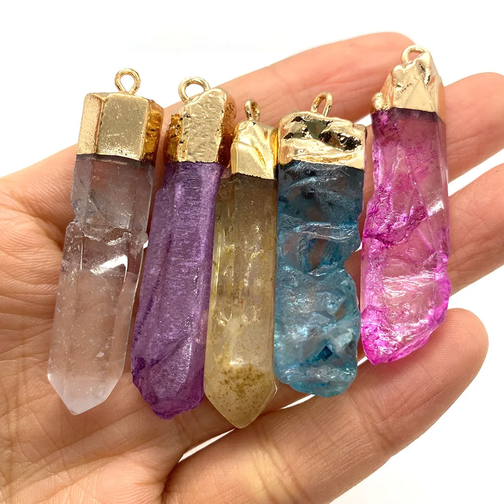 

Natural Stone Chakra Pendant Raw Ore Irregular Crystal Column Healing Crystal DIY Jewelry Making Necklace Bracelet Accessories