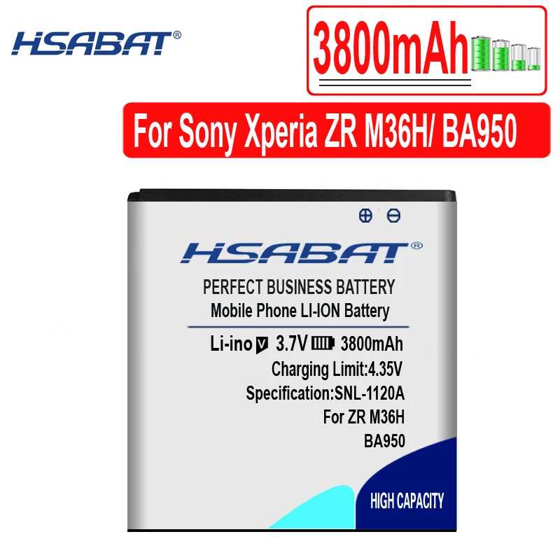 HSABAT, новинка, аккумулятор BA950 емкостью 3800 мАч для sony Xperia ZR M36H Xperia V C5502 Xperia A C5503 SO-04E батарея AB-0300