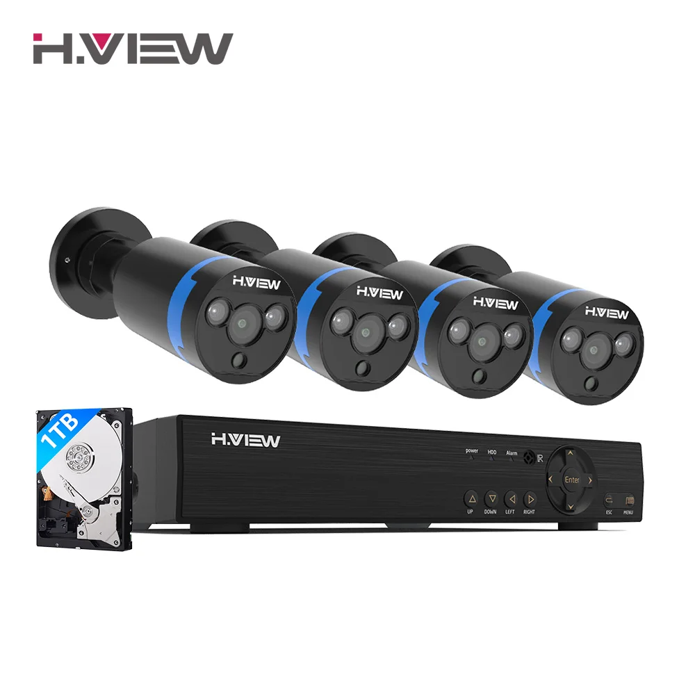 H. View камера безопасности Система 8ch CCTV система 4x1080 P CCTV камера система видеонаблюдения комплект Camaras Seguridad Home 1 ТБ HDD