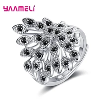 925 sterling silver adjustable wedding rings for women girls cz crystal fashion jewelry valentines day gift wholesale