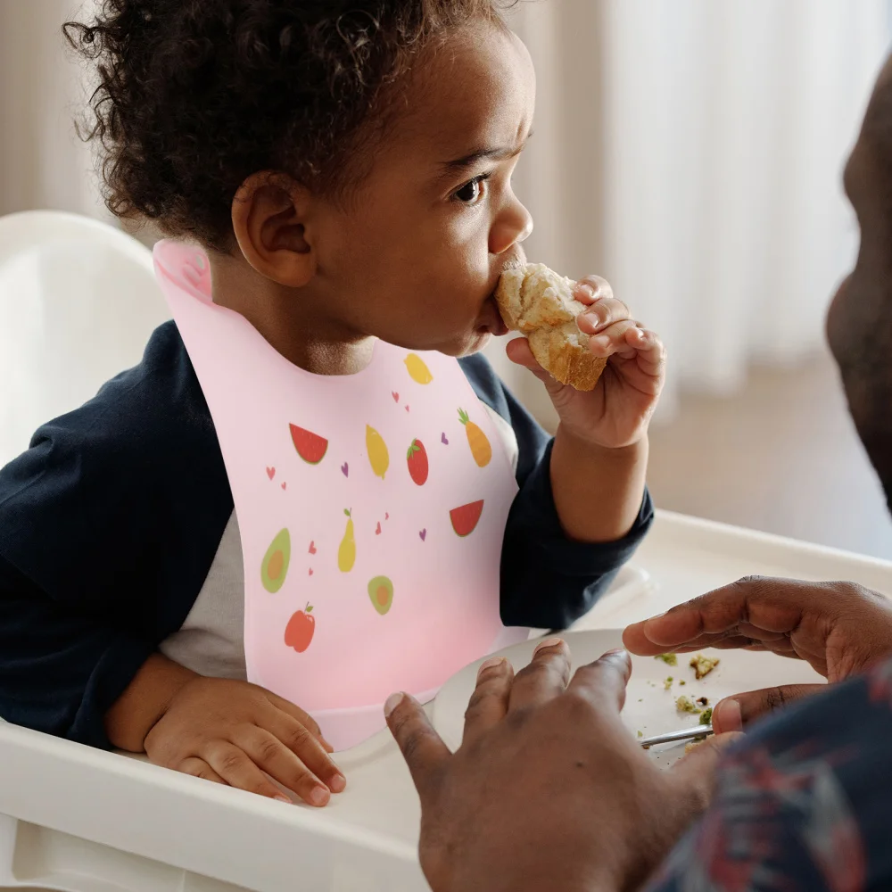 

3pcs Silicone Baby Bibs Waterproof Adjustable Fit Bibs (Pink, Yellow, Blue)