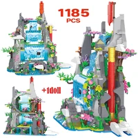 1185pcs famous architecture monkey rockery waterfall building blocks series classic movie palace figures bricks toys for kids