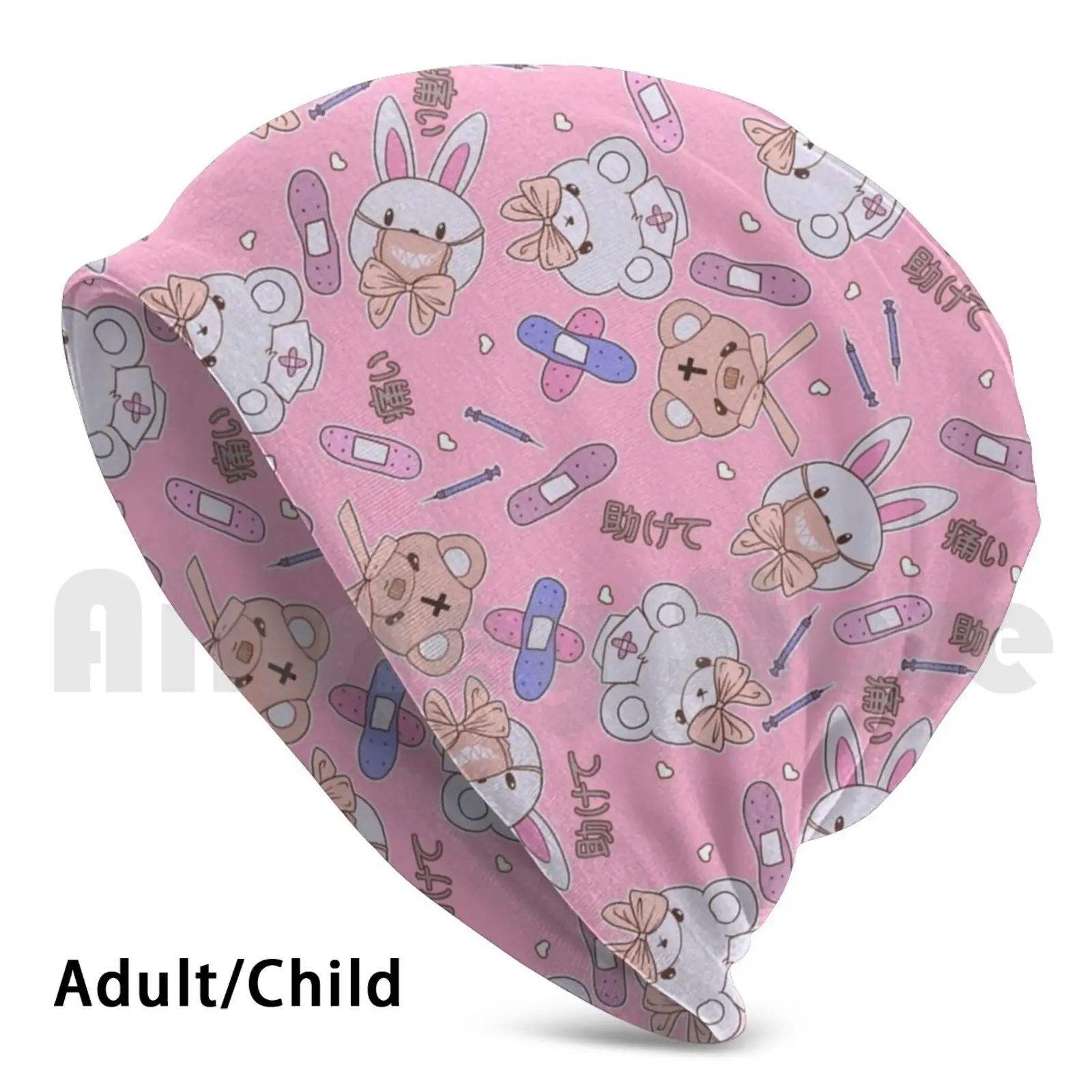 

Медсестринская шапочка ouche Menhera с наполнителем на розовой шапочке Pepto, шапочка с узором «сделай сам», подушка с принтом в Кролики Menhera Yami Kawaii ...