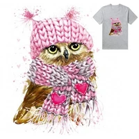 cute owl scarf animal iron on patches for diy heat transfer clothes t shirt thermal stickers decoration printing