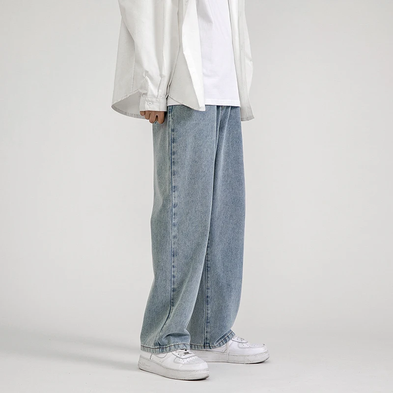 

Men's Jeans Fashion Loose Straight New Casual Wide Leg Pants Cowboy Mans Streetwear Korean Hip Hop Trousers 5 Colors