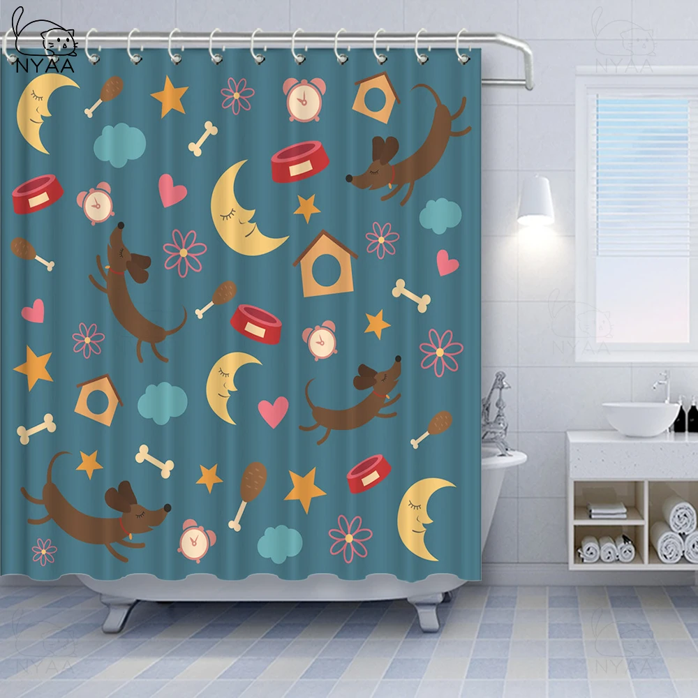 Водонепроницаемая шторка для ванны с рисунком французской собаки из мультфильма