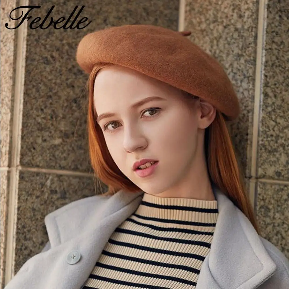 Женский осенне-зимний берет из 100% шерсти вязаная Регулируемая Шапка-бини