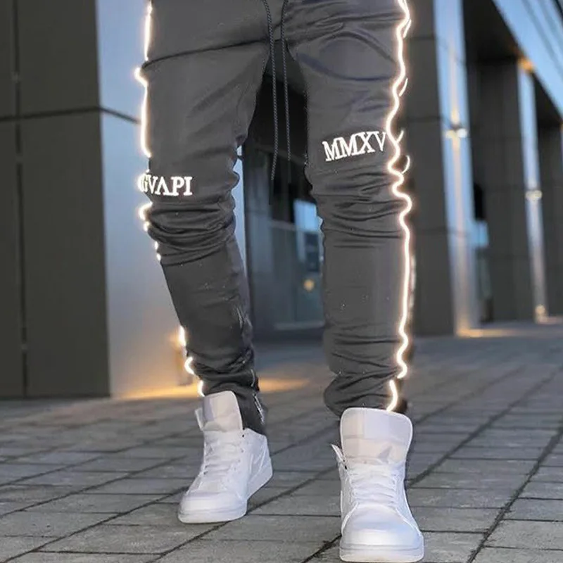 

Muscle Brothers Reflective Sports Pants Length Male Thin Fitness for Basketball Training Hip Hop Outdoor Pants a Generation of F