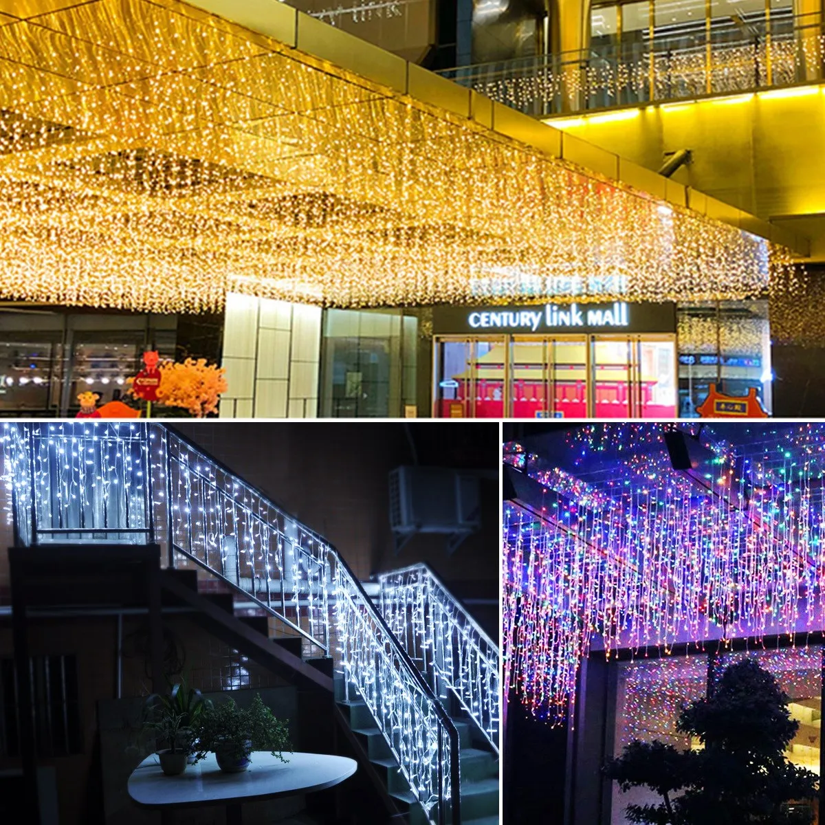 Guirnalda de luces Led impermeables para exteriores, cortina de luces decorativas de carámbanos, aleros de jardín, centro comercial,-0,4 0,6 m, 4m, 8m, 20m