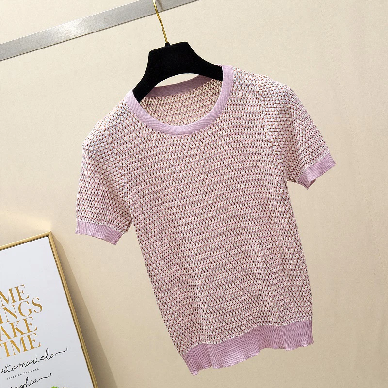 Женские пуловеры в полоску с круглым вырезом тонкие вязаные свитера коротким