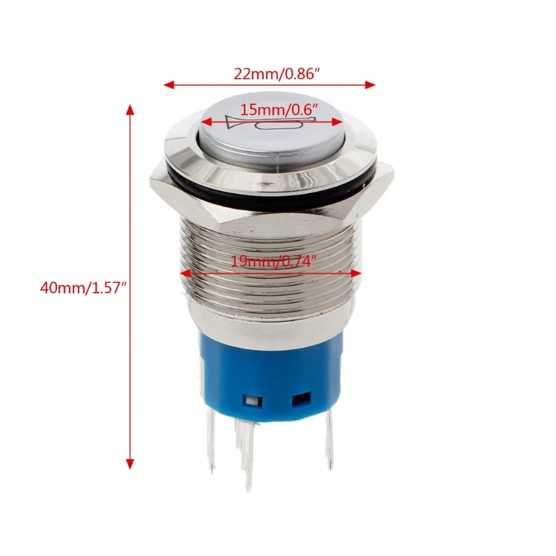 Светодиодный мгновенный звуковой сигнал 19 мм металлическая кнопка