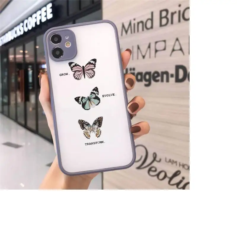 

Bling Glitter Butterfly Phone Case matte transparent For gray iPhone 7 8 x xs xr 11 12 pro plus max mini Funda Clear