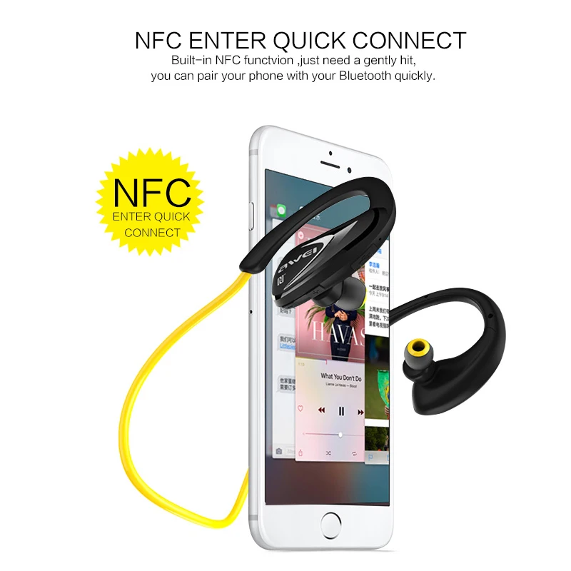 Наушники вкладыши AWEI A880BL NFC наушники Беспроводной спортивные головные с Bluetooth бас