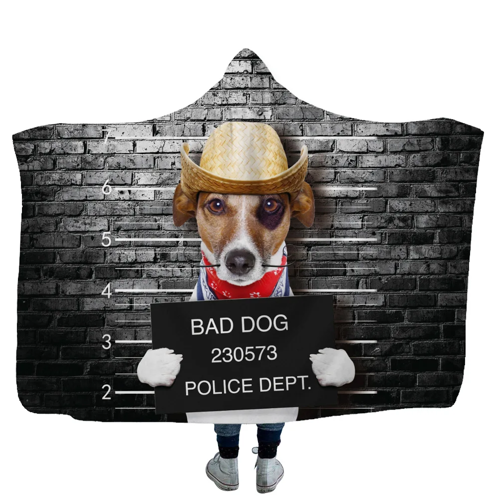 Одеяло с капюшоном домашнее переносное мягкое теплое одеяло 3D принтом плохой