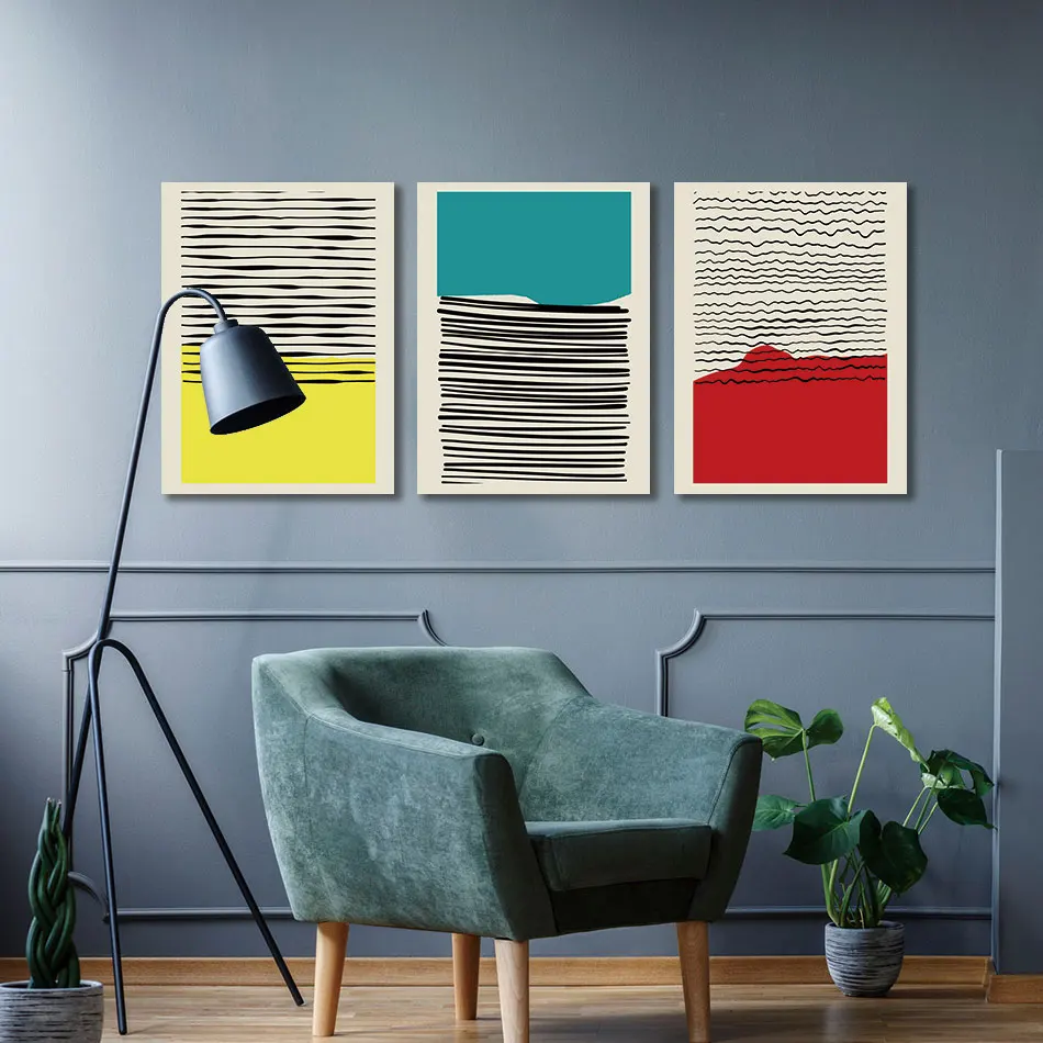 3 Piece Canvas Painting Abstract Geometric line dots multicolor Block Poster Prints Picture Wall Art Home Decor Drop Shipping | Дом и сад