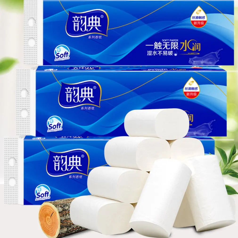 10 рулонов полотенец из натуральной бумаги портативная Высококачественная