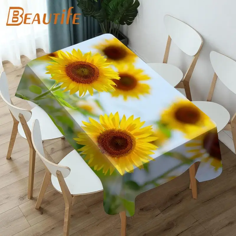Красивое растение подсолнуха на заказ кухонная скатерть разных размеров