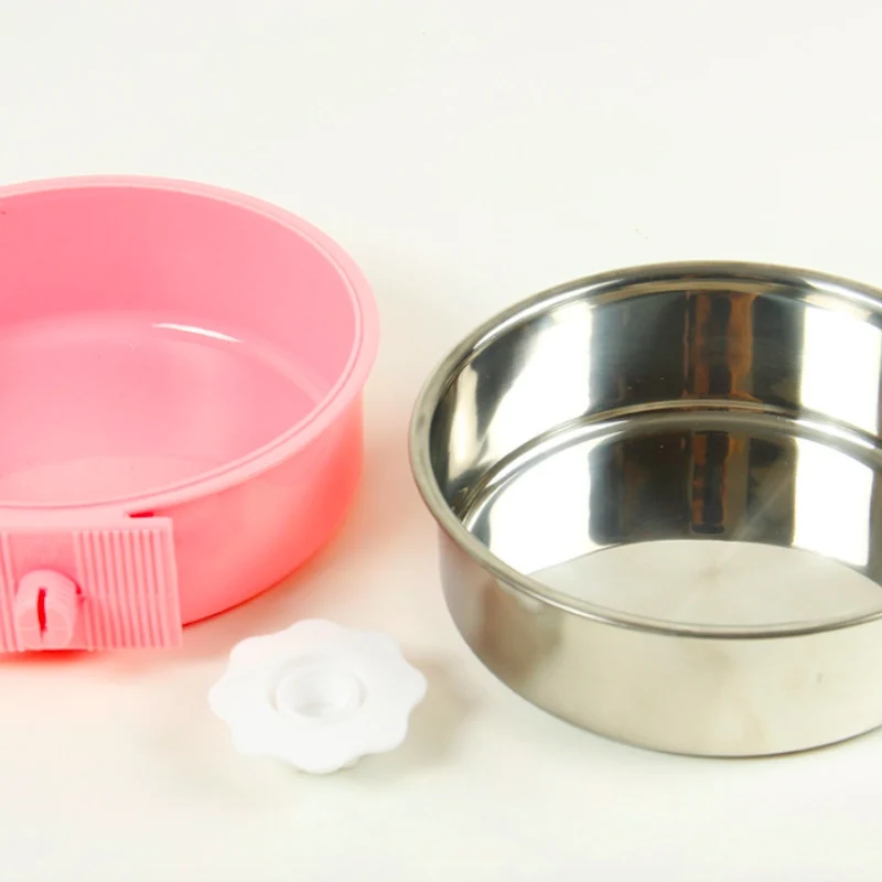 Клетка Настенный Круглый Нержавеющая сталь миска для кошек и собак подача воды