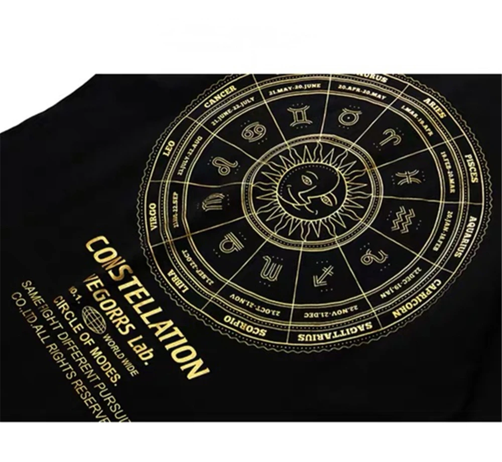 2020 Новая мода лето Хип-хоп Золотая печать повседневная с коротким рукавом черная