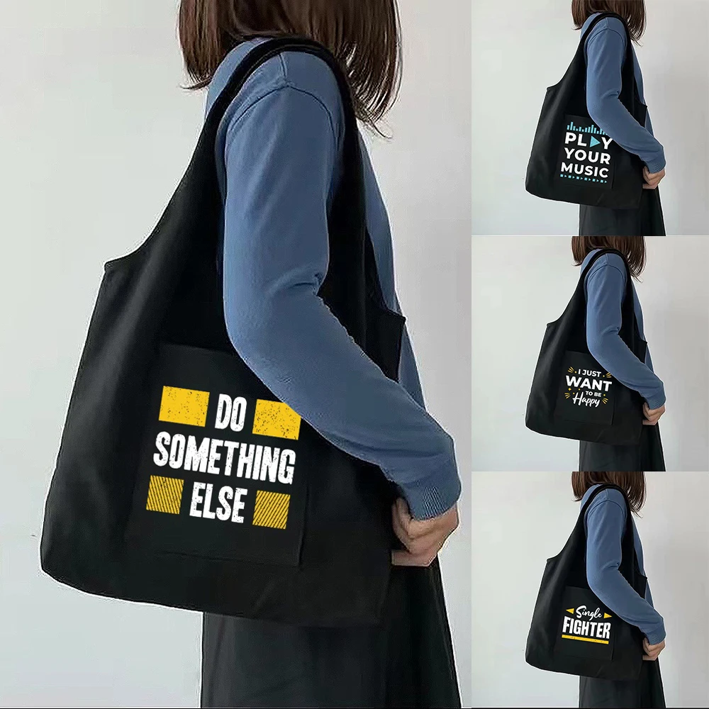 

Shopping Bag Ladies Travel Large Capacity Portable Messenger Shoulder Canvas Bag Side Pocket Foldable Fashion Storage Bags