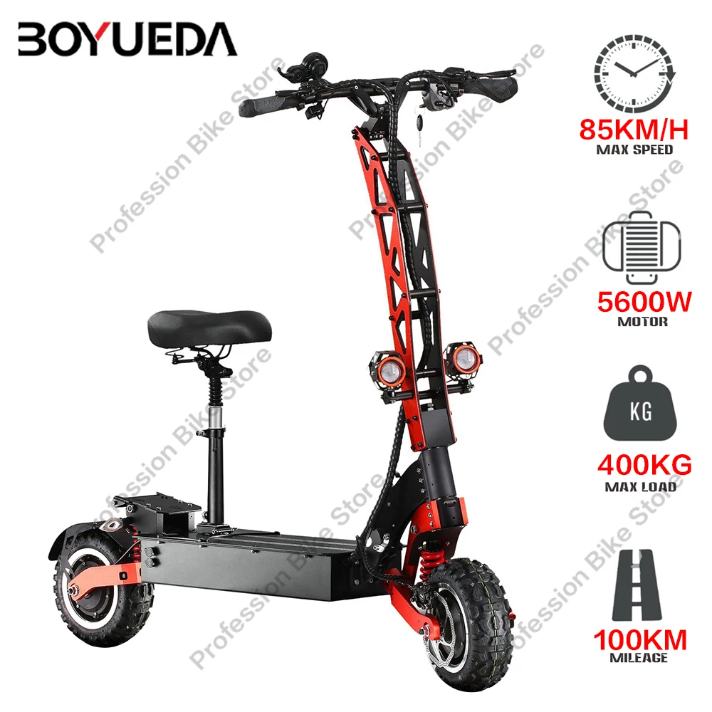 

BOYUEDA C5-2 11 дюймов колеса взрослый складной электрический самокат с сиденьем 5600 Вт 60В 38AH 85км/ч е-скутер способный преодолевать Броды город без...