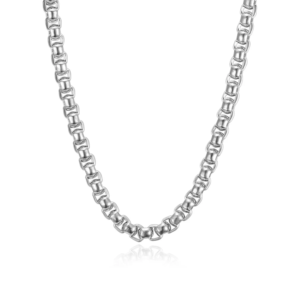 Купи MAGIC ZONE Punk Women Necklace 4/6.5mm Silver Color Stainless Steel Long Choker Box Chain Necklace For Women Men Chain Jewelry за 197 рублей в магазине AliExpress