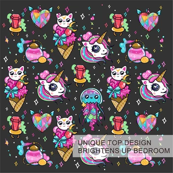 BlessLiving Unicorn Duvet Cover Set 3D Fantastic 3 Pieces Bedding Sets Ice Cream Quilt Cover for Kids Girl Kawaii Cats Bed Cover 3