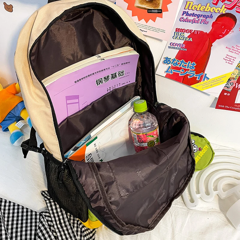 

DIFA New Waterproof Oxford Cloth Women Backpack Female Cartoon Travel Bag Schoolbag for Teenage Girls Contrast Color Book Bag