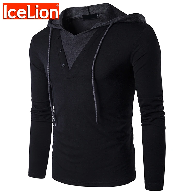 Новинка 2021 Мужская футболка с капюшоном и длинным рукавом модная повседневная