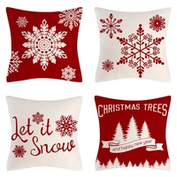 christmas cushion cover 18x18 inch red merry christmas printed farmhouse decorative linen pillowcase