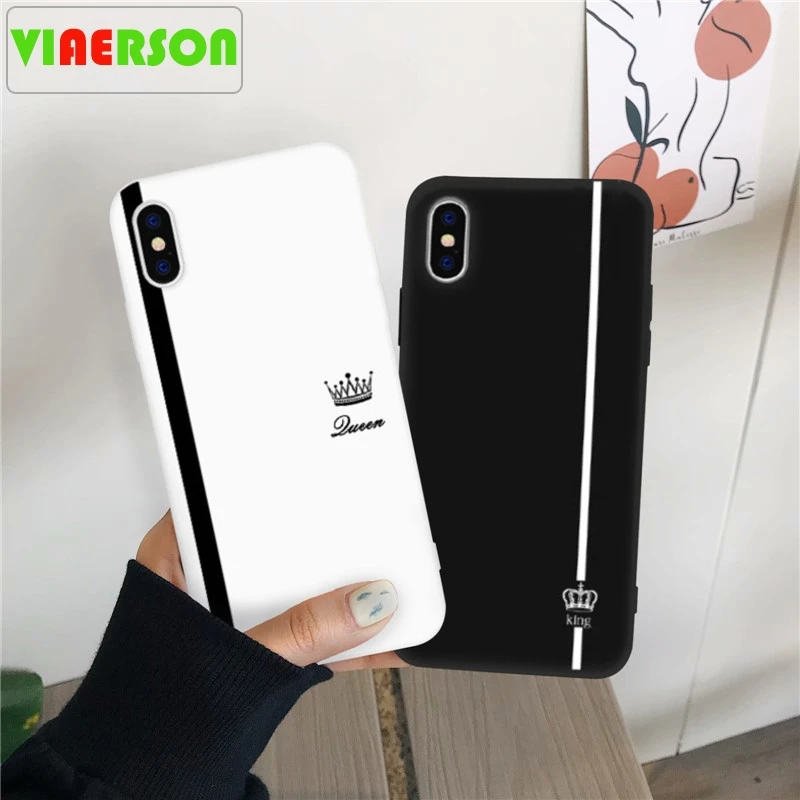 VIAERSON Король Королева влюбленные пара чехол для Samsung Galaxy S10 S9 S8 Plus Note10 Pro Черный