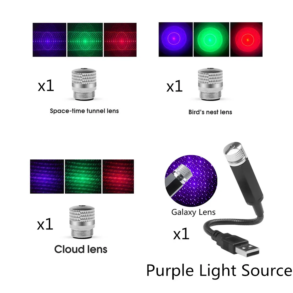 Светодиодсветодиодный декоративная автомобильная лампа с 4 объективами USB