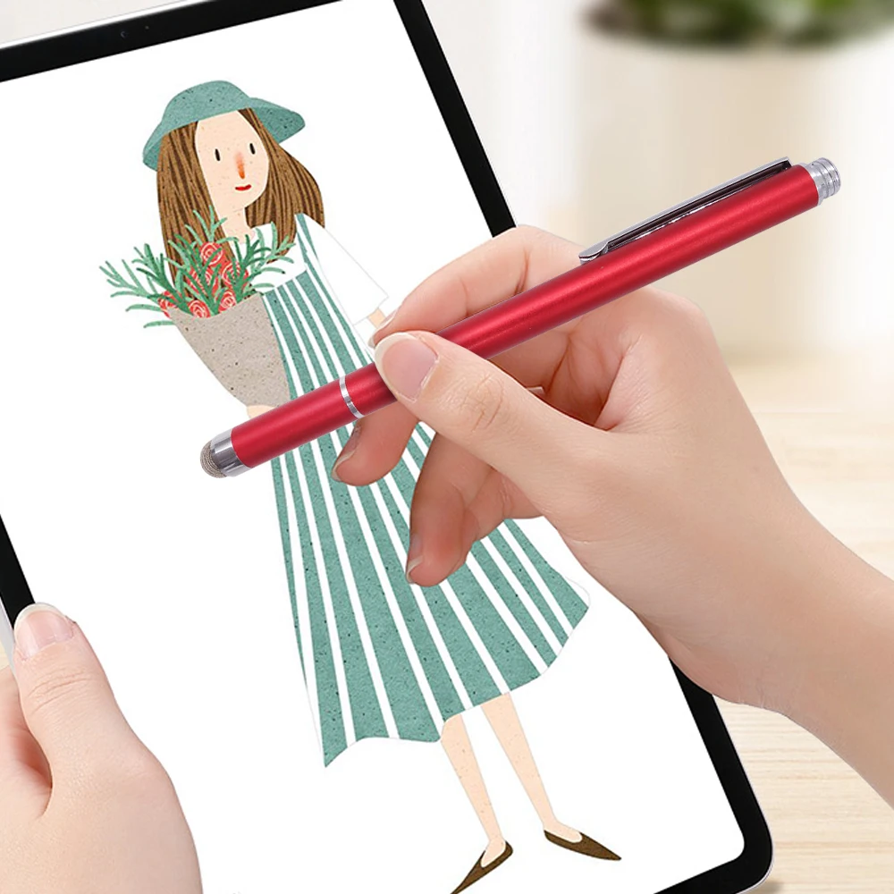 

2 in 1 Stylus Pen Touch Drawing Capacitive Screen Caneta Pencil For Tablet PC Smart Phone Android With Microfiber Touch Head