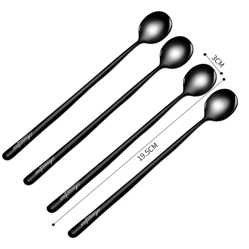 4PCs S Творческий 4 шт. 304 Нержавеющая сталь Кофе ложка приправа мороженое Десерт Чай Мёд капучино желе помешивая Совок посуда - Цвет: 4PCs S