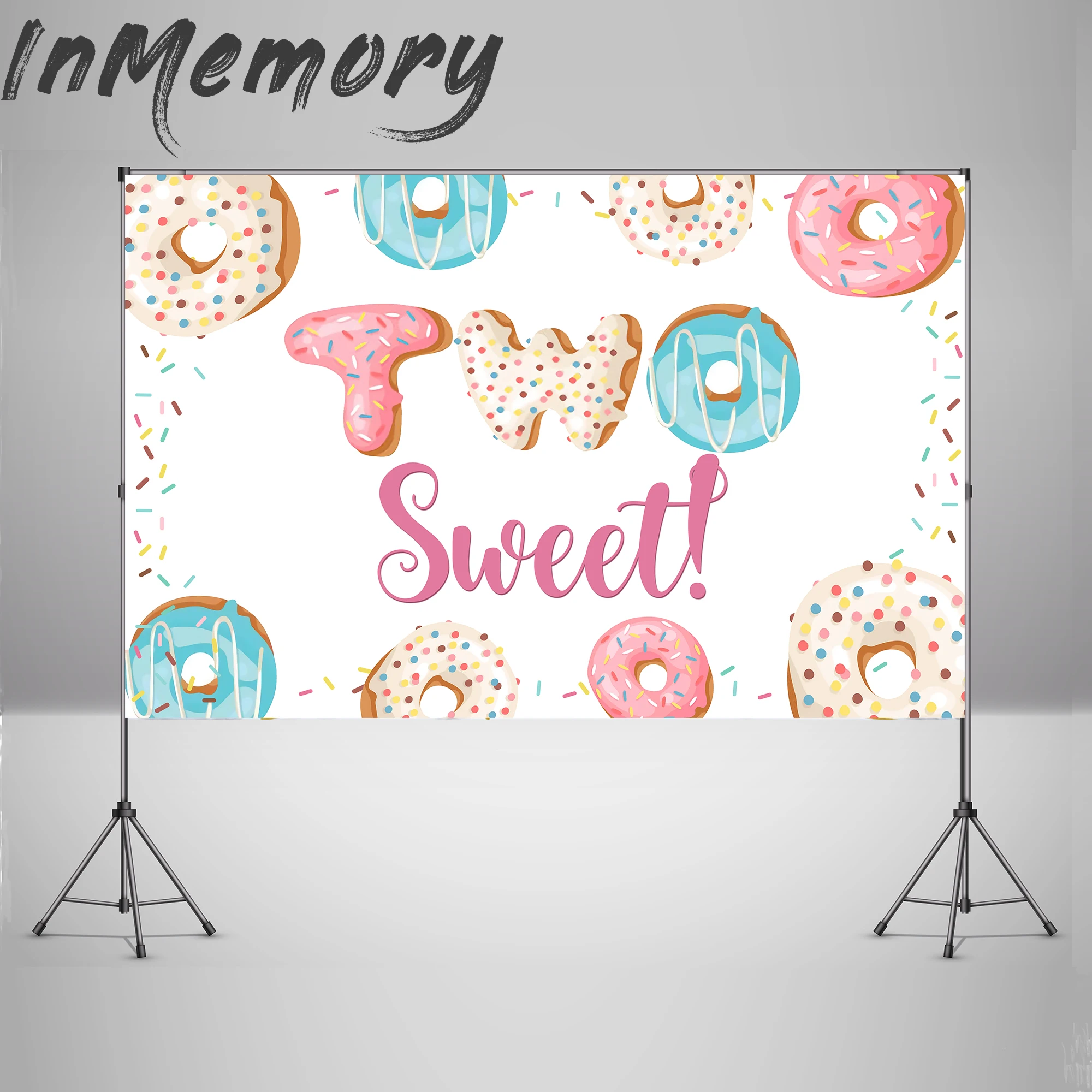 Фон для фотосъемки на заказ с двумя милыми пончиками фон дня рождения ребенка