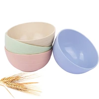4pcsset wheat straw food round bowls sets breakfast cereal bowls food container salad ramen soup bowl tableware for kids family