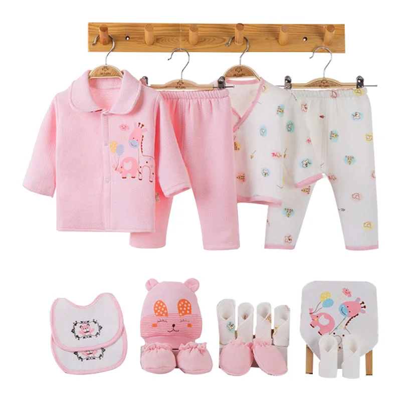 Pink Одежда для маленьких девочек с героями мультфильмов; зимняя хлопковая одежда для новорожденных; Одежда для новорожденных; подарок для новорожденных; комплект одежды для маленьких мальчиков; 3 цвета - Цвет: Pink