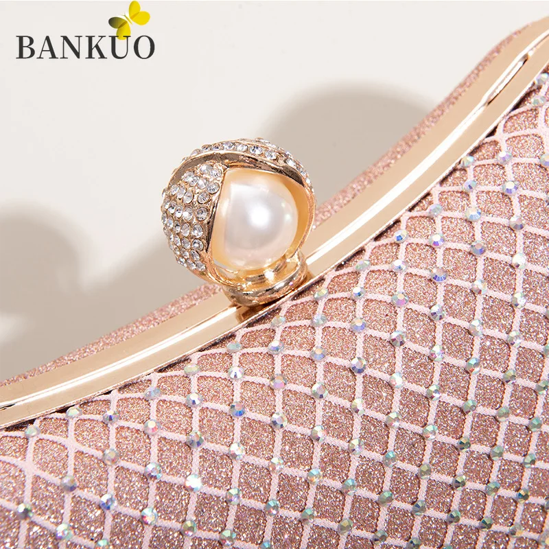 

BANKUO Womens Bags 2021 New Spring Rhinestone Banquet Clutch Diamond Shoulder Crossbody Mesh Bag Fashion Evening Bag Z458