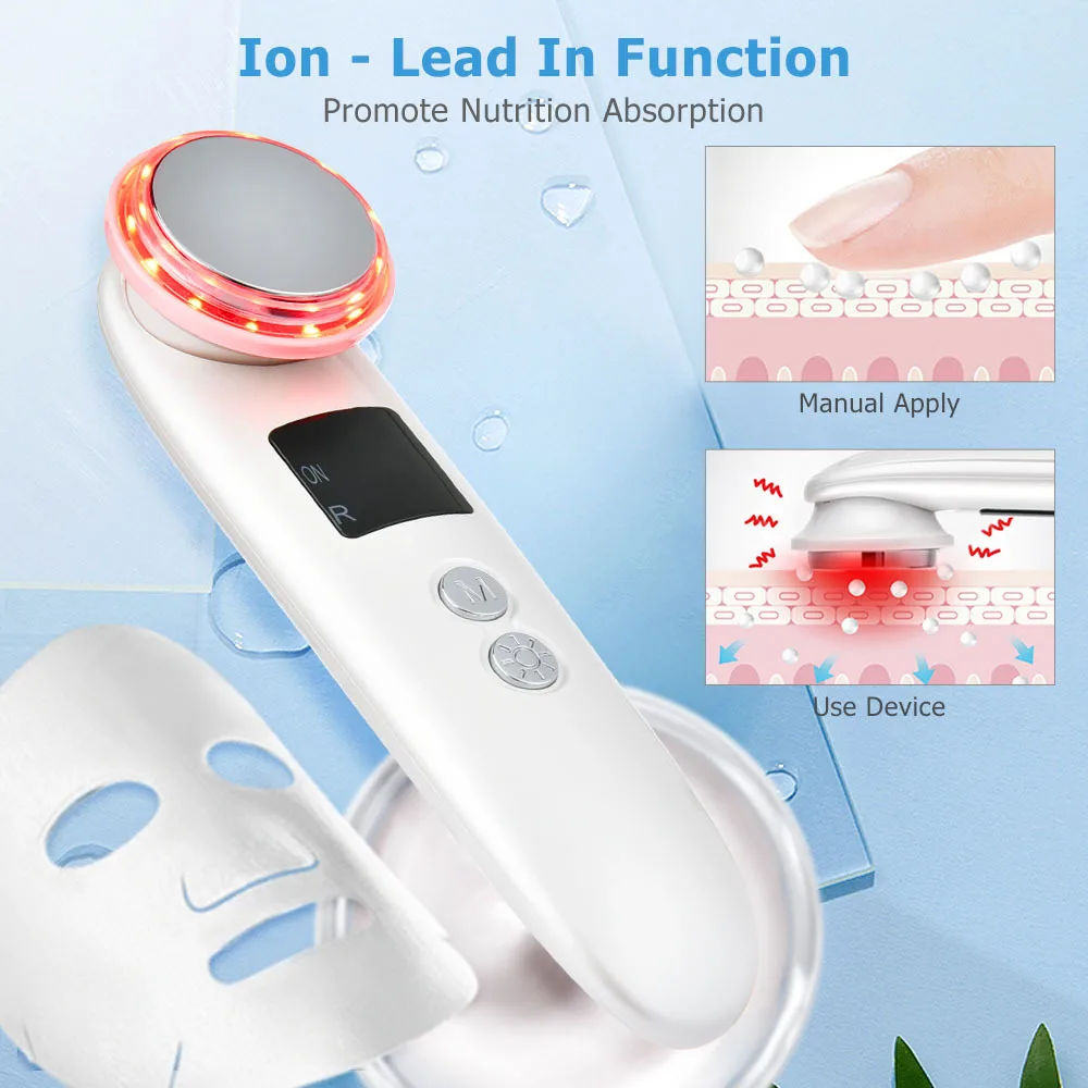 Goede Ultrasone Introductie Instrument Drie-Kleur Licht Warm Cleaning Schoonheid Instrument Rimpel Verwijderen Huidverzorging Gezicht Massager